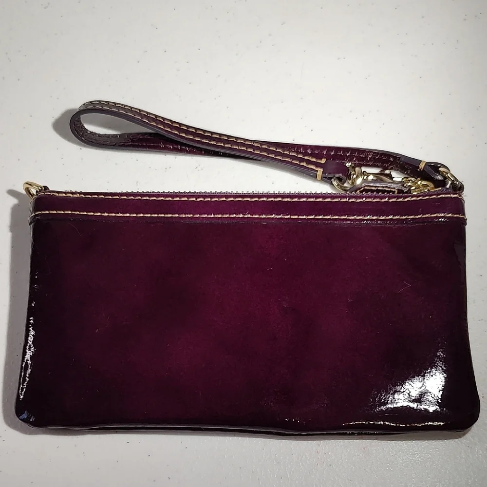 Dooney & Bourke Deep Purple Patent Leather Wristlet Mini Purse - Picture 3 of 16
